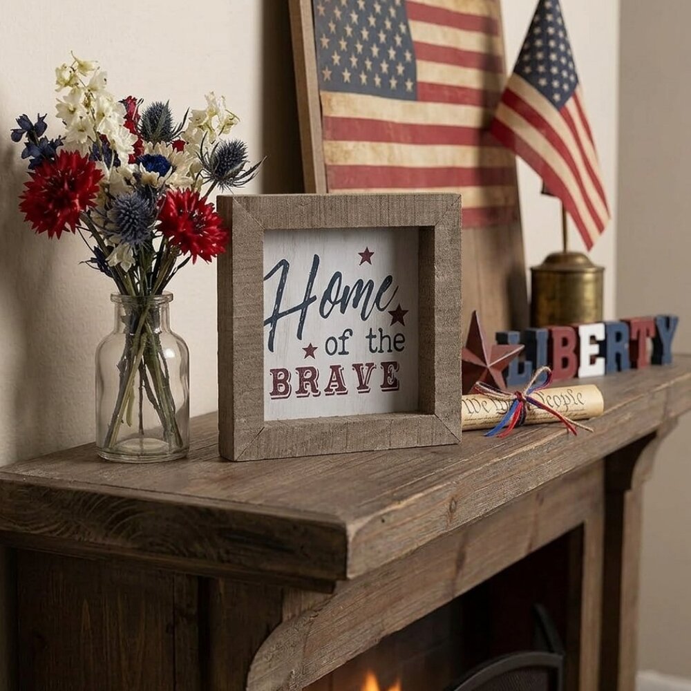 Home of the Brave Wood Wall Decoration Home Decor 4th of July Gift